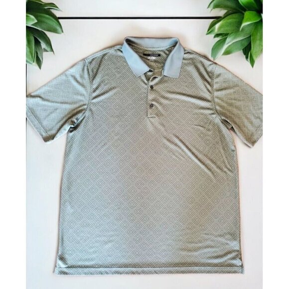 Greg Norman Polo Shirt Mens Size XXL Golf PLAY DRY Green Geometric Polyester EUC - Picture 1 of 7